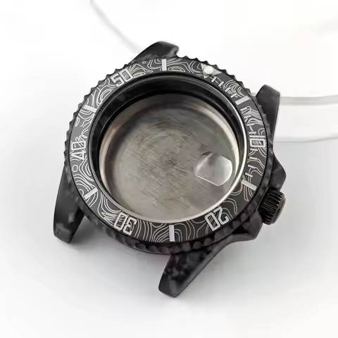 40mm Topographic Bezel Watch Case Carbon Fiber Pattern Coating For Seiko SUB GMT Yacht NH35/34/36 Au