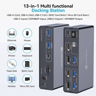 USB C KVM Switch 2 Monitors 2 Computers Docking Station,HDMI/DP 4K@60Hz/120Hz Dual Monitor for Lapto
