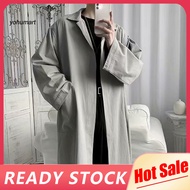 [YH] Comfortable Polyester Trench Coat for Men Breathable Men Coat Men's Stylish Lapel Trench Coat B