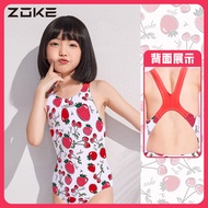 Zoke Girls One-Piece Swimsuit Professional Racing Training Swimwear Fashionable Design for Younger G