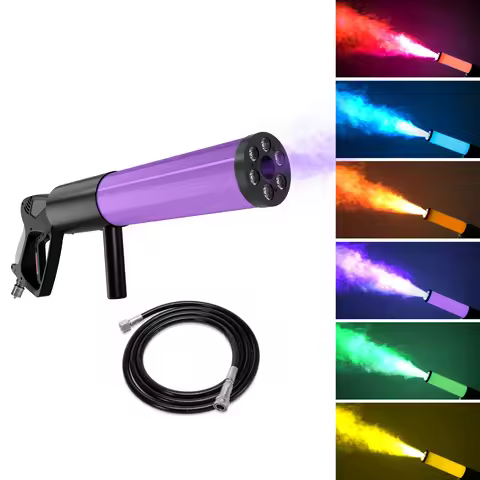 Yiflamefly 1/2Pcs LED RGB Atmosphere Props Smoke Gun Dry Ice Gun Carbon Dioxide Column Gun For Bar W