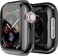 Smiling [2 Pack] Case with Built in TPU Screen Protector Compatible with Apple Watch Series 6/ SE/Series 5/ Series 4 44mm, Overall Protective Case Ultra-Thin Bumper Protective Cover-Black