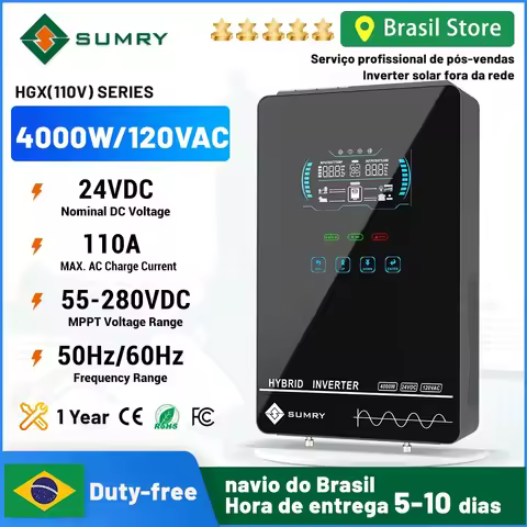 SUMRY Power Solar Inverter Off Grid system 4KW 24v 110/120v Pure Sine Wave MPPT Solar Charger Power 
