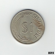 Original Old Singapore SGD 1 Dollar Coins Year 1967