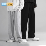 seluar track lelaki Men's Wide Leg Sports Pants seluar lelaki Cotton Fabric Unisex straight cut