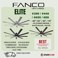 Fanco Elite ceiling fan 48/ 52/ 60/ 72 inches BRUSHLESS DC MOTOR - ULTRA SILENT MOTOR - 9 Aluminium BLADEs - MAX AIR