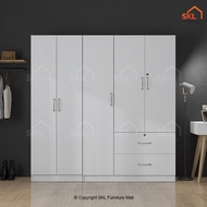 HAZLEO 5.7X6FT (3+2) DOORS WARDROBE WITH SHELF / almari baju /kabinet baju / almari baju budak /ward