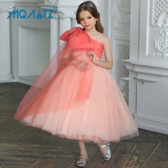 MQATZ Pageant Oblique Shoulder Bridesmaid Dress For Girls Children Costume Party Princess Dresses Gi