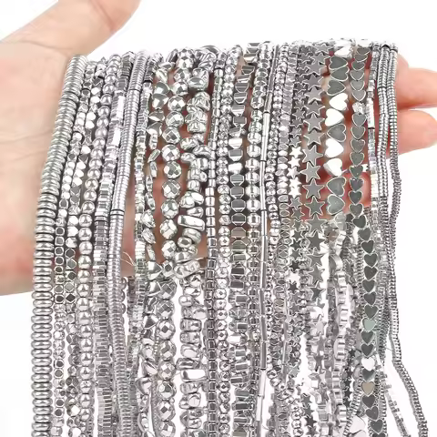 AAA+ Retention Color White Gold Plated Natural Hematite Beads Irregular Heart Star Gasket Beads For 