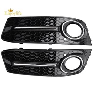 1Pair Car Left &amp; Right Front Bumper Fog Light Comb Grilles Grill for Audi A4 B8 2009-2012 OE: 8K0807682 8K0807681 Replacement Accessories