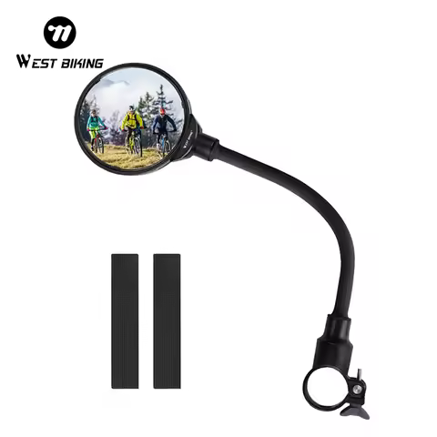 WEST BIKING 1/2PCS Universal Bicycle Rearview Mirror Adjustable Rotate Wide-Angle Cycling Handlebar 