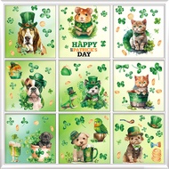 Irish Cute Dog St. Parrick Window Stickers Four-leaf Clover Shopping Mall Window Decoration Decorati