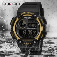 Sanda รายการใหม่เดิมผู้ชายนาฬิกากีฬานาฬิกากันน้ำจอแสดงผล LED มัลติฟังก์ชั่กลางแจ้งทหารนาฬิกาแฟชั่นยอดนิยมของผู้ชายนาฬิกากันกระแทกนาฬิกาดิจิตอล