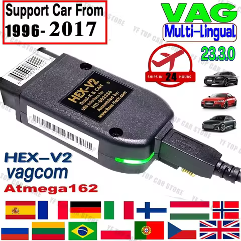 Newly v23.3.1 Scanner HEX V2 VAGCOM VAG COM 23.3 Interface Electric Testers FOR VW for AUDI Skoda Se