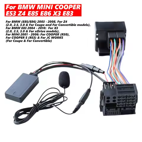 Car Radio Bluetooth Adapter 10Pin AUX IN Audio Cable Adapter For BMW MINI COOPER E53 Z4 E85 E86 X3 E
