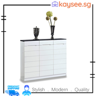 kaysee| Ready Stock| Alberteen 6 Tier / Layer Black Top White Shoe Rack Cabinet with 3 Drawers