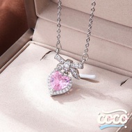 Kalung Hati Kalung Liontin Kristal Pink Kalung Pita Kupu-kupu Titanium Anti Karat & Luntur Untuk Wan