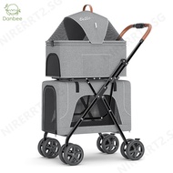 Pet Stroller Lightweight Cat Stroller Folding Double-Layer Cat Stroller Detachable Cat Cage jzp01.sg