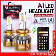 Smart AI LED Headlight App Control Color Changing 70W LED Headlight Bulb Car Light Bulb H4 H7 H11 90