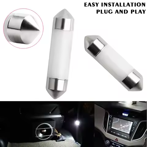 4 Pcs Universal Fitment Atmosphere Lamp Double Ended in White Color, COB Ceramic Lamp for Dome Readi