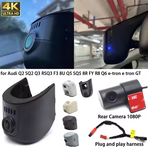 For Audi Q2 SQ2 Q3 RSQ3 F3 8U Q5 SQ5 8R FY R8 Q6 E-Tron E Tron GT 4K Dash Cam Front Rear Camera DVR 