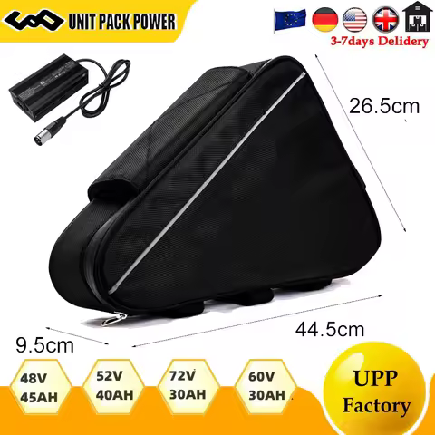 48V 50AH 45AH Triangle Ebike Battery Electric Bike 52V 21700 Cell 72V 60V 35AH Huge Capacity Battery