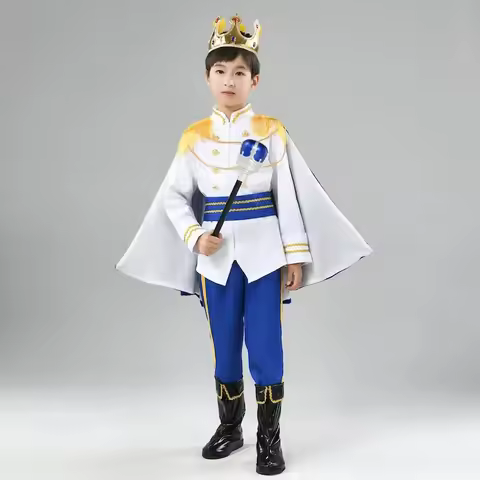 2026 Halloween Kids Princess Cosplay Costume Boys Royal King Prince Roleplay Outfit Tops With Pants 