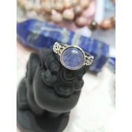 (((AG) Natural Tanzanite Quake Box Whole Body S925 Silver Sterling Ring Adjustable Mouth