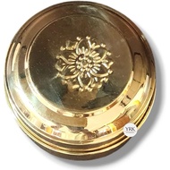Elegant Brass Haldi Kumkum Box With 5 Containers 4 Inch / 20 Gm Capacity, Gold
