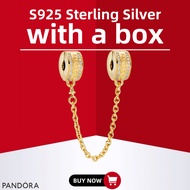 【Duty-Free Selection】Pandora Pure S925 Silver Latest Collection -Pandora Logo Safety Chain Clip Char
