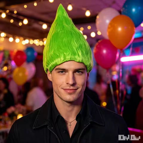 Novelty Colorful Synthetic Troll Elf Cone Spiky Wig Glitter Carnival Party Halloween Costume Role Pl