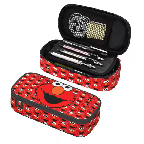 Custom Sesame Streeted Elmo Cookie Monster Pencil Case for Funny Characters Large Capacity Pen Box B