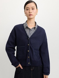 [Pomelo] เสื้อคาร์ดิแกนผ้าถักปักลาย / Embroidered Knit Cardigan