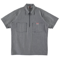 พร้อมส่งของแท้ Ben Davis SHORT Sleeve Solid ชุดทำงานเสื้อเชิ้ตกึ่งซิปสไตล์อเมริกันแนววินเทจ