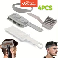 Fade Hair Trimming Comb, 4pcs Barber Fade Guide for Men Haircut with Silicone Haircut Band, Curved P