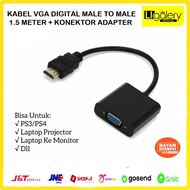 KABEL ADAPTER CONVERTER KONEKTOR HDMI TO VGA + KABEL VGA DIGITAL MALE TO MALE 3M / KABEL DARI LAPTOP