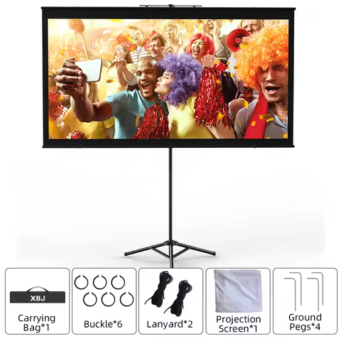 72/100inch Projector Screen with Stand, Portable Outdoor Projector Screen 16:9 and Tripod Stand Ligh