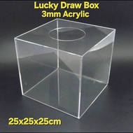 Lucky Draw Box 3mm Acrylic 25x25x25cm Donation Vote Undi