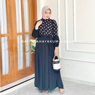 HITAM Muslim Women's Batik Gamis Combination Of Black Airflow Sogan - Modern Women's Muslim Dress Women's Muslim Dress