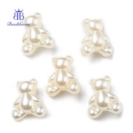 100pcs ABS Imitation Pearl Beads Bear 13.5x11.5x7.5mm Hole: 4x3mm