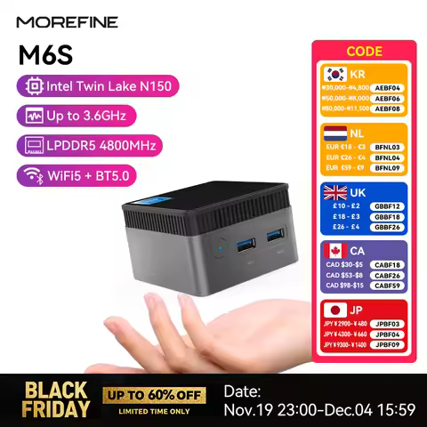 MOREFINE M6S Mini PC Intel 12th Gen CPU N150 12G LPDDR5 512GB NVME Window11PRO Gamer Desktop Compute