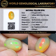 2,51 cts Natural Yellow Opal With Play of Color origin Ethiopia No Treatment Memo WGL