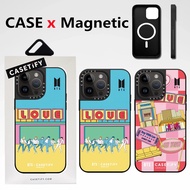 High quality Magnetic phone case CASETiFY【BTS Sticker】For iPhone 15 Pro Max 12 13 14 Pro Max Creative cartoon Mirror effect shockproof hard Cover with Box packi