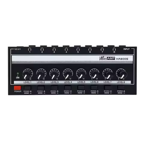 8 Channels Audio Headphone Amplifier With Power Adapter Headphone Distributor Mini Amplifier with St