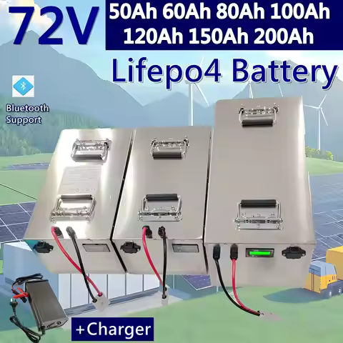 LifePo4 High-Capacity 72V Lithium Battery 50Ah-200Ah for Golf Cart Electric Vehicle with Charger 60A