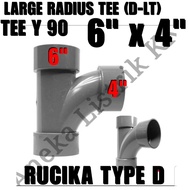 RUCIKA D CONNECTION TY 90 degrees 6x4 INCH TEE Y 6" x 4" TEE WAY TY RUCIKA D