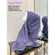 Promo Hijab Segi Empat Voal Motif Grais Kotak Warna Ungu Kerudung Jilbab Murah Terbaru