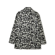 Special Price#9魅LE0D0010满印字母长袖上衣单排扣百搭衬衫女2025秋