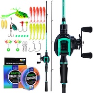 Malaysia Stock FRRTC Fishing Set 2 Section Casting Fishing Rod and 18+1 Metal Fishing Reel