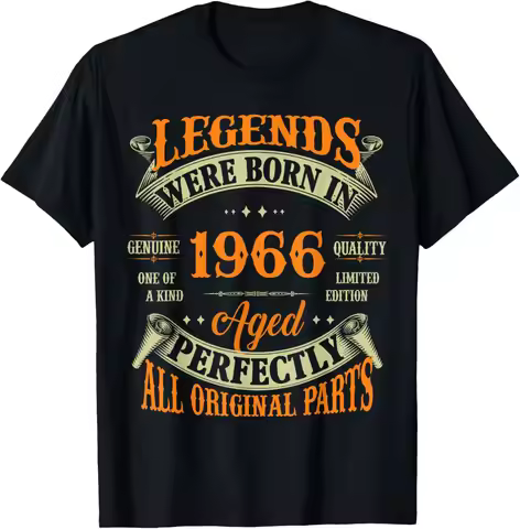 Vintage Legend Born in 1966 59th Birthday Tee 59 Years Old T-Shirt Custom Printed Graphic T Shirts M